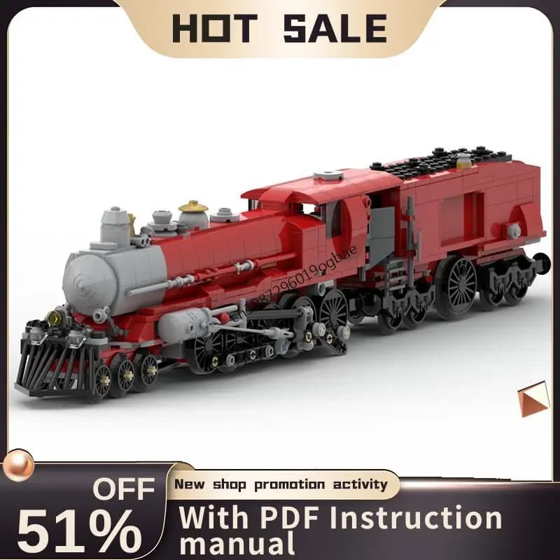 New 687Pcs City Technical Train Tracks Railway Moc Red Steam V2 Model Building Blocks Diy Creative Ideas Kids Toys Birthday Gift