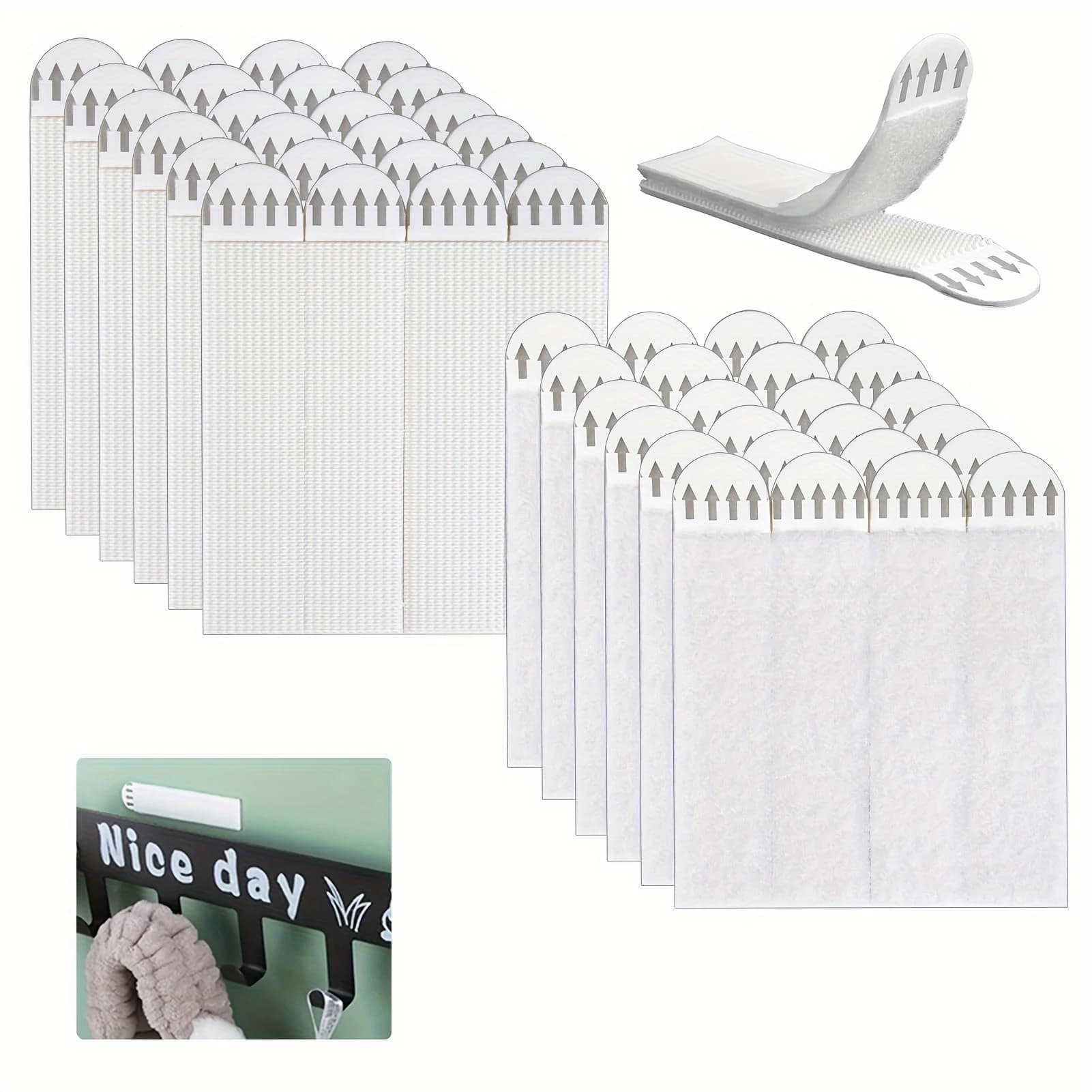 12Pairs Heavy Duty Adhesive Picture Hanging Strips - Double-Side Hook Loop, Damage-Free Removable for Photo Frame Canvas Poster