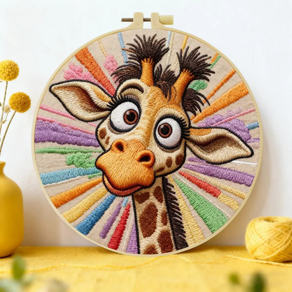1pc 20X20CM/15X15CM 7.87/6.3inch Giraffe Embroidery Starter Kit DIY Kit DIY Embroidery Kit Manualidades Needle Art Sewing Art