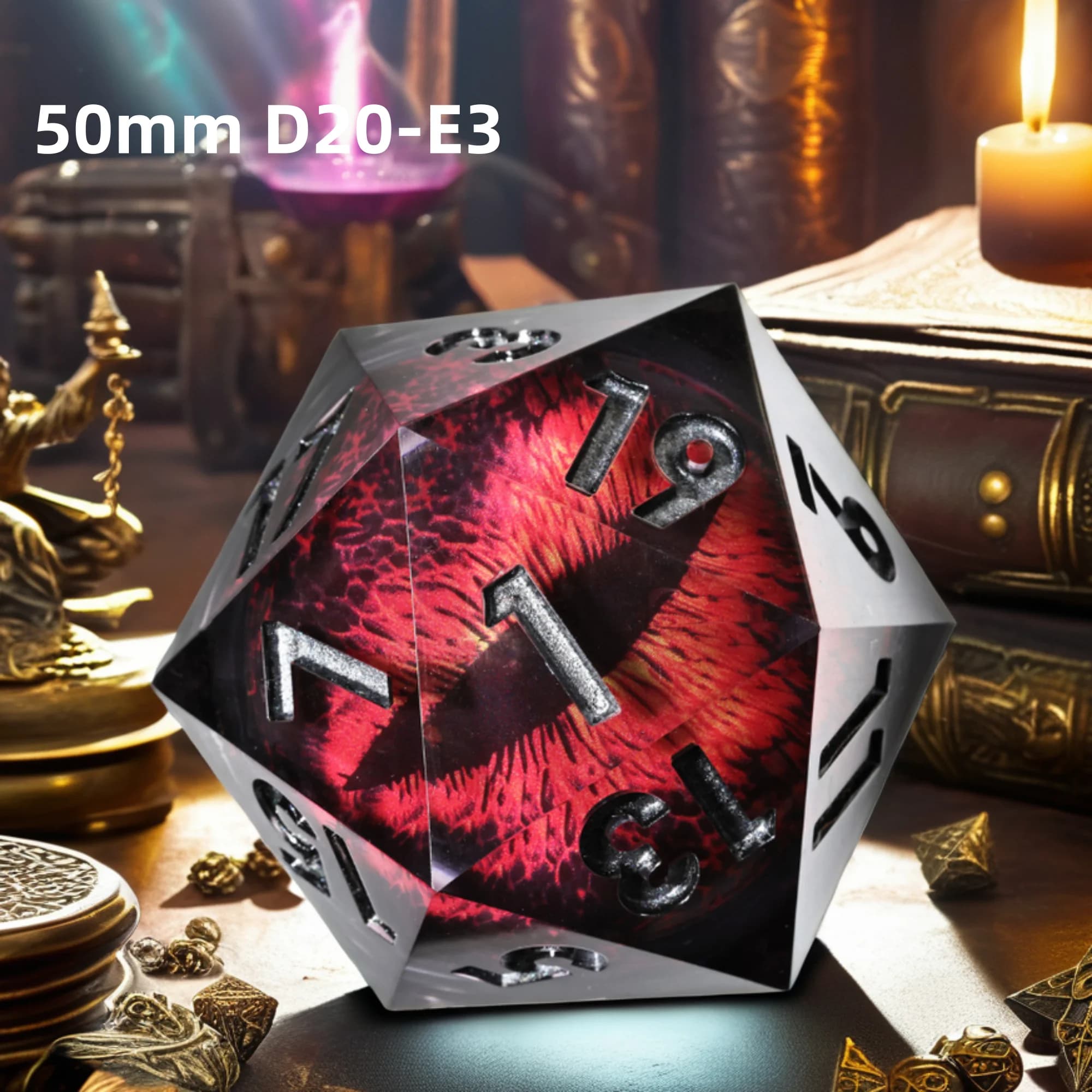 MINI PLANET DND 50mm D20 Red Dragon Eye Dice For TRPG Dungeons&Dragons Polyhedral Resin D&D D20 Desktop Gaming COC Dice with Box