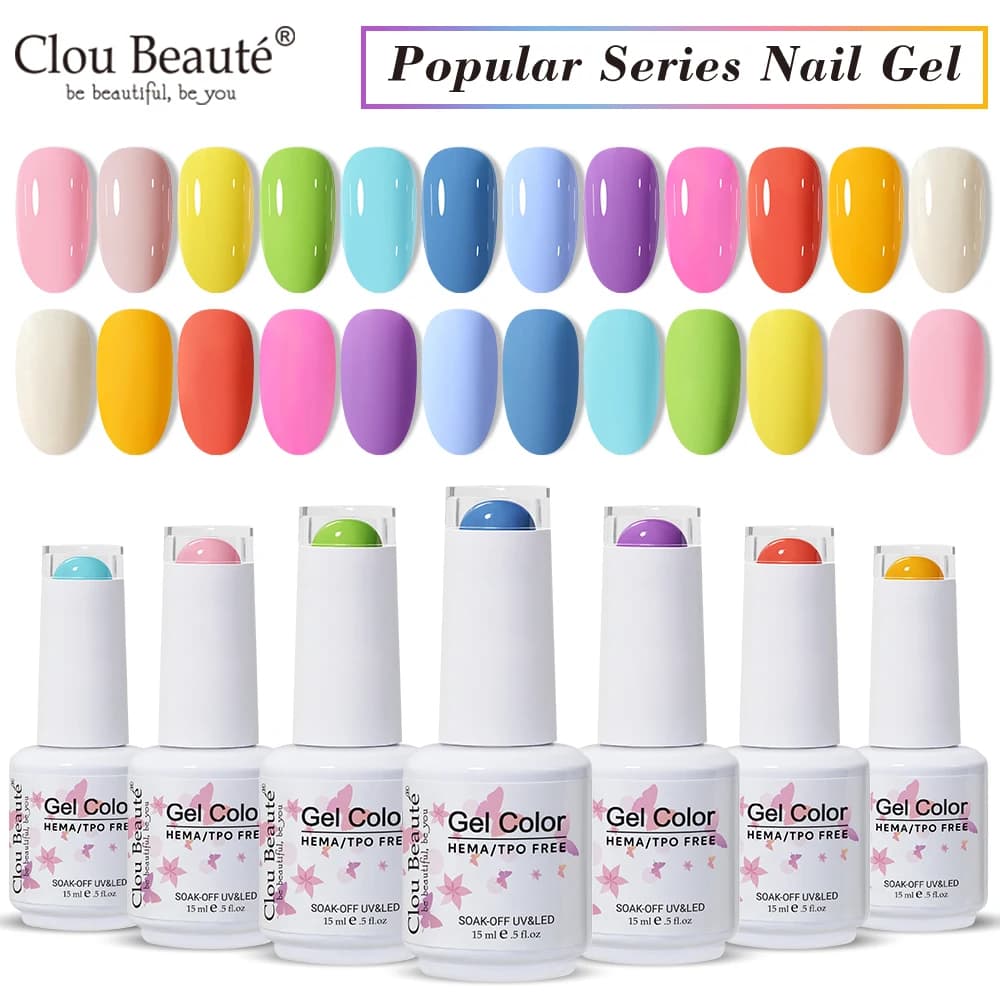 Clou Beaute HEMA/TPO FREE Nail Gel Polish Semi Permanent Nail Art Spring Summer Bright Color Gel Varnish UV Gel Base Top Coat
