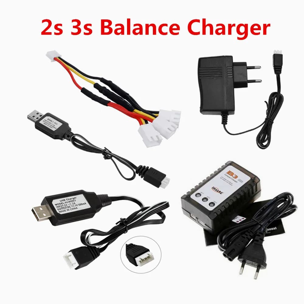 7.4V/7.6v 11.1v/11.4v Lipo charging cable parallel line USB 2S 3S balance charger B3 B3S