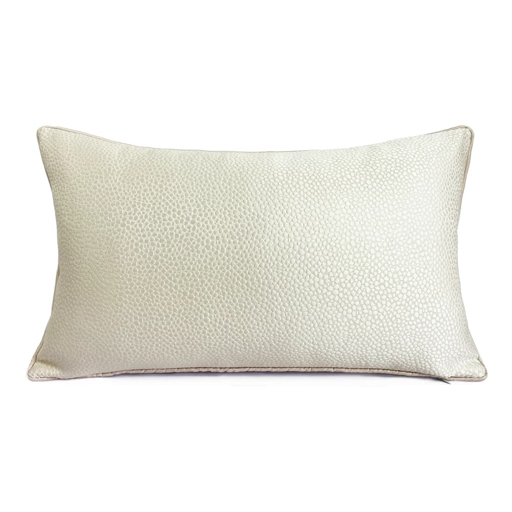 Fodera per cuscino lombare in morbido jacquard con motivo litchi, 30x50 cm, decorazione moderna per divano, beige con bordo a contrasto, confezione da 1 pezzo