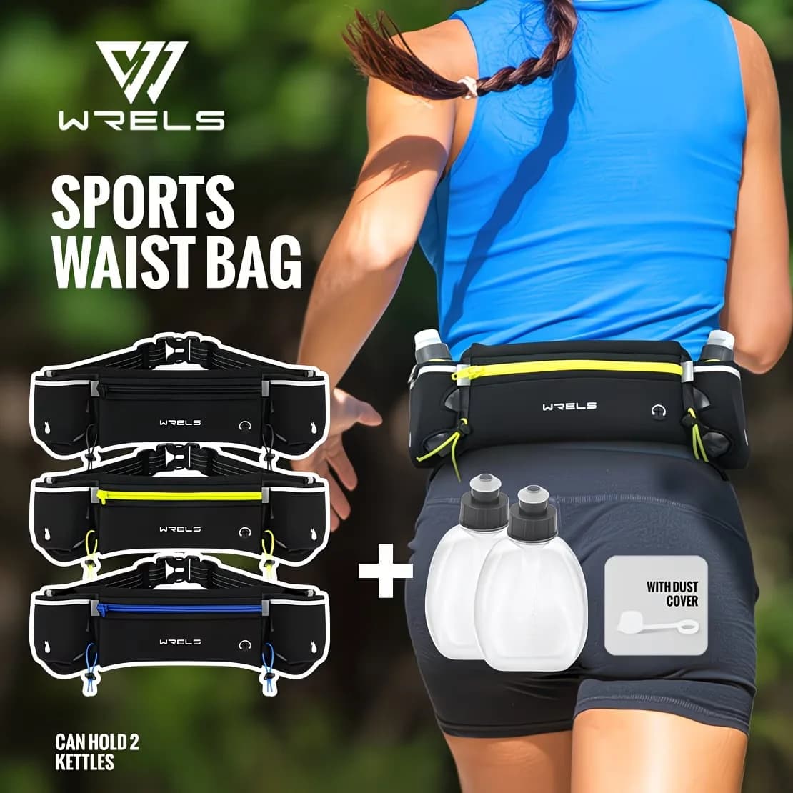 WRELS Borsa da corsa sportiva professionale da donna e da uomo, borsa leggera per ciclismo, borsa multifunzionale con nastro riflettente di sicurezza, borsa per telefono