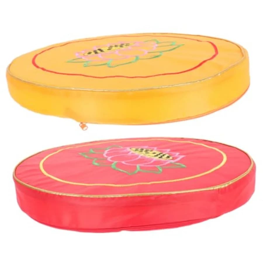 2pcs Round Meditation Cushions Embroidered Mats for Comfortable Kneeling Pads for Meditation and Prayer Colors Buddhist Style F