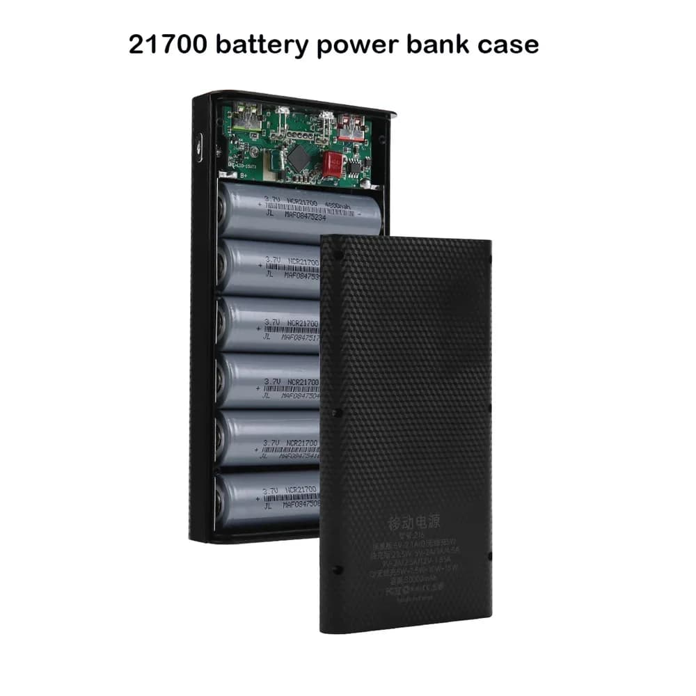 Custodia per banca di potere batteria fai-da-te 6x21700 QC3.0 Custodia per banca di potere a ricarica rapida da 22,5 W Caricabatteria portatile per telefono cellulare