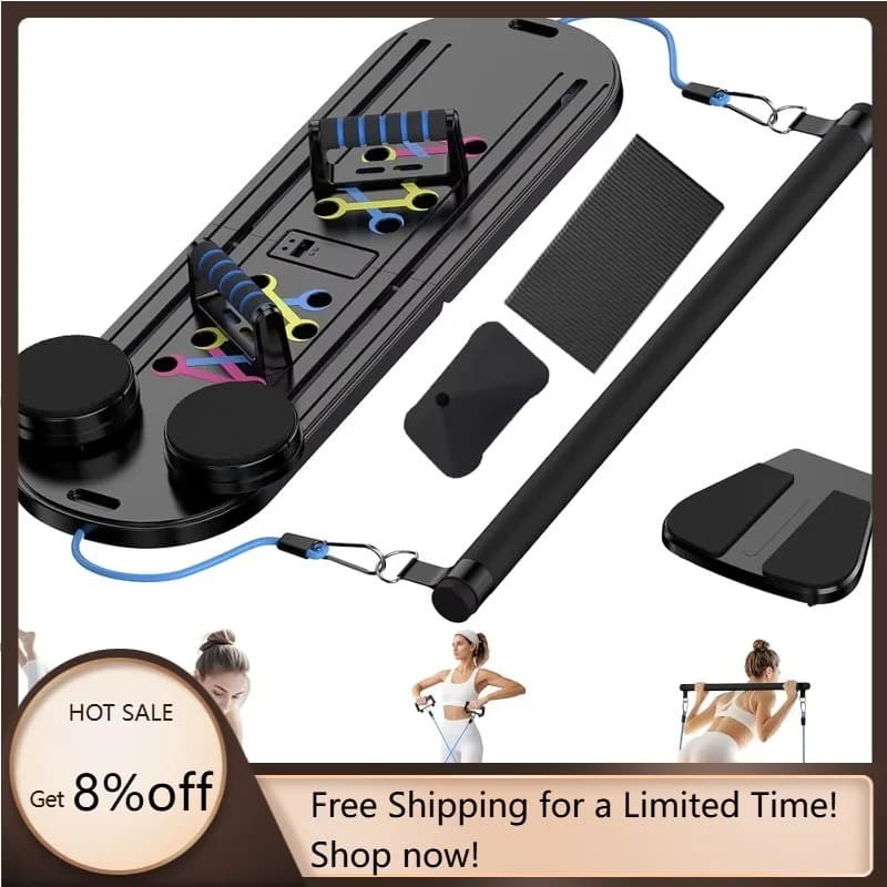 YTYIN Newly designed 6 in 1 reformer pilates machine for home fitness with push-up table for sports balance with Ab wheel roller