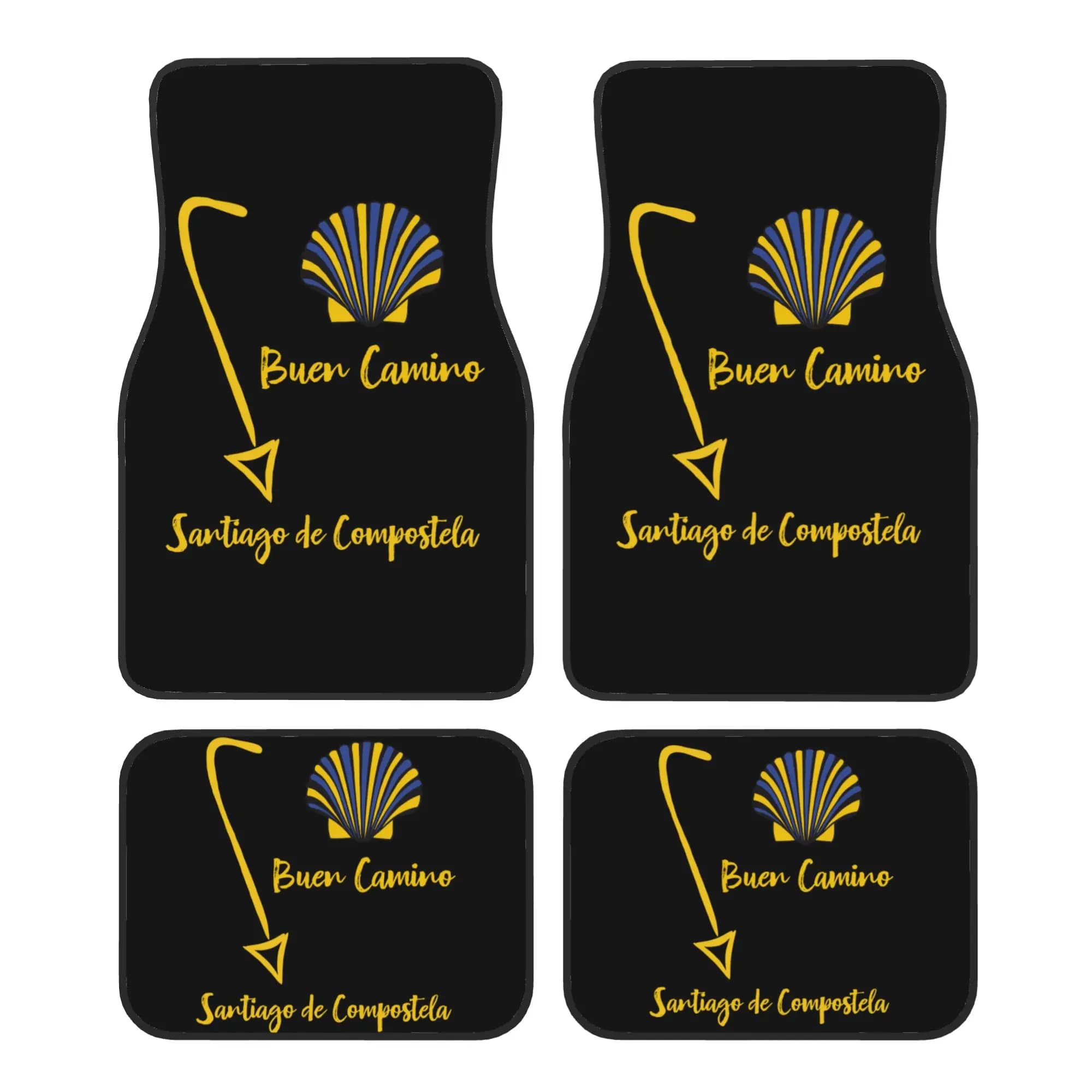 Car Floor Mats 4 Pcs Crystal Velvet Buen Camino De Santiago Universal Front Rear Foot Mats Rugs Compostela Peregrino Pieces Auto