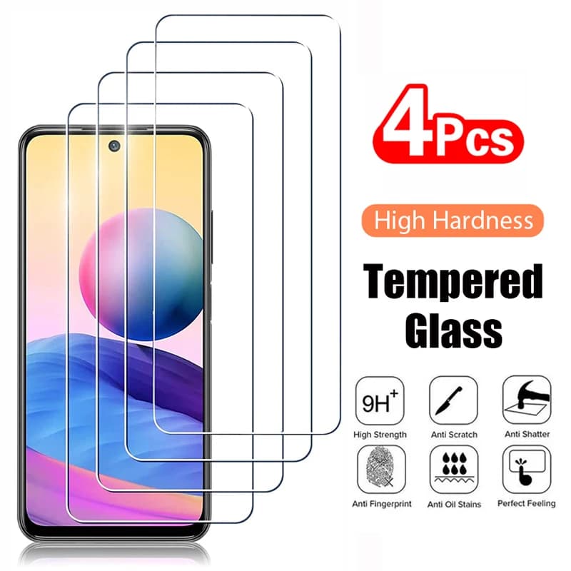 4PCS Vetro Temperato per Xiaomi Redmi Note 10 9 8 Pro 7 9A 9C 9T 8T 10A 10C Protezione Dello Schermo per Redmi Note 10 Pro 9S 10S vetro