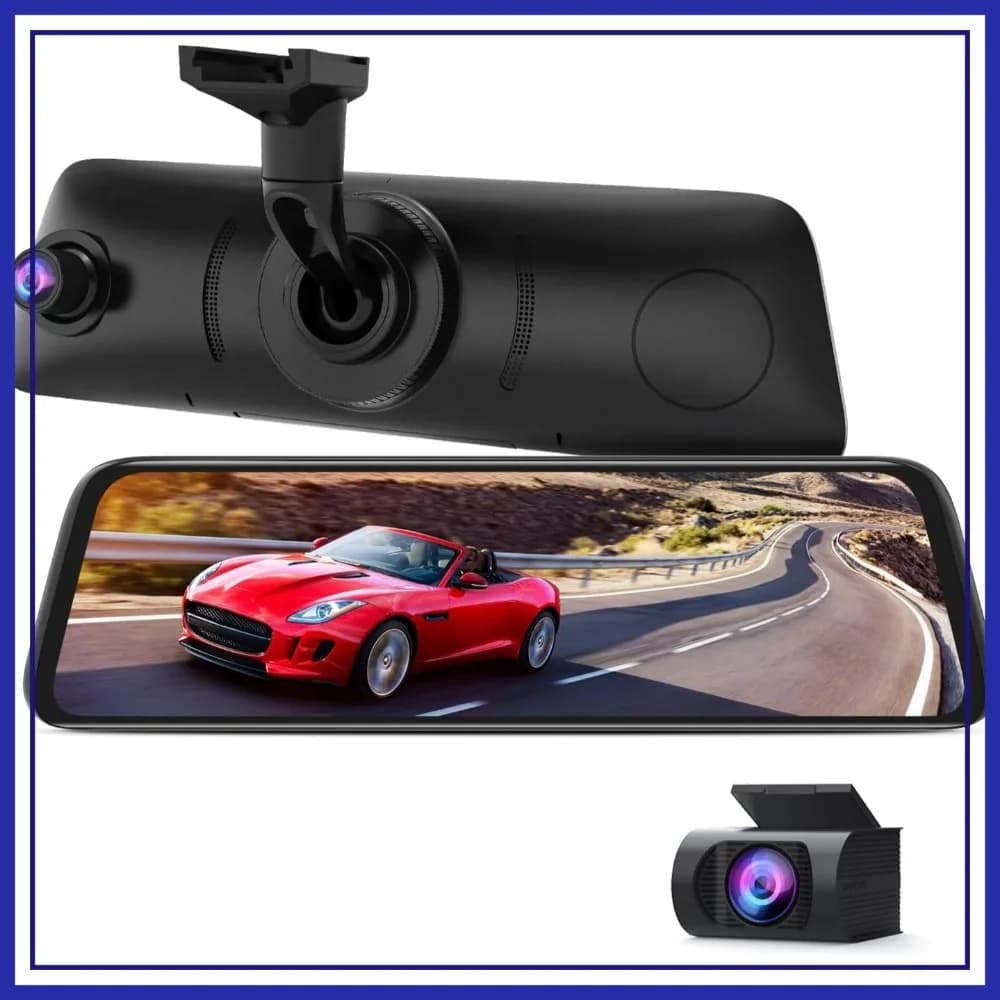 Specchietto Retrovisore con Schermo Touch da 9,35'', Telecamera 1080P, Visione Notturna, Monitoraggio Parcheggio, Antiabbagliamento