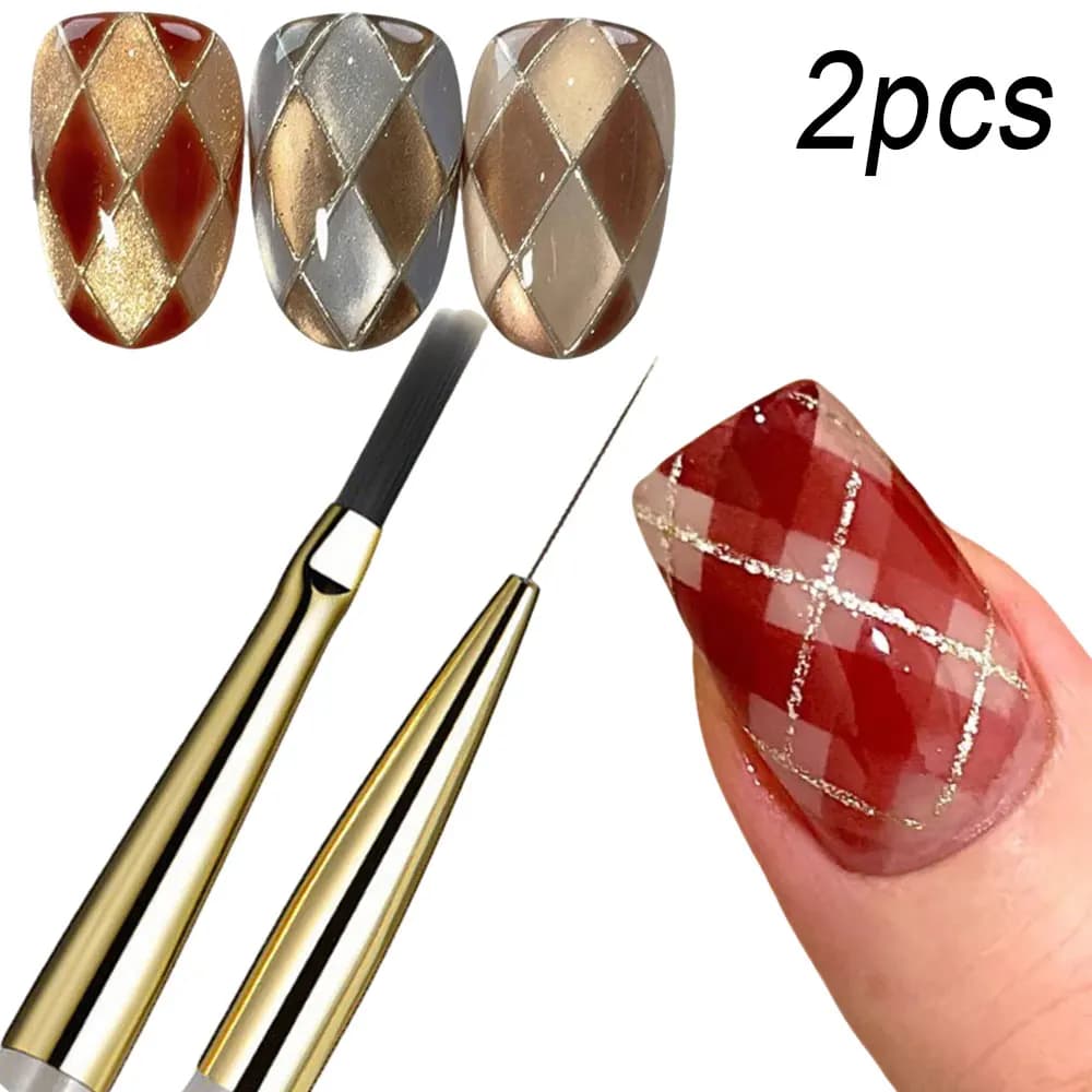 1/2 pezzi di pennelli per nail art scozzesi francesi set griglie/linee tartane/dettaglio sottile disegno pittura penna gel UV estensione strumenti per manicure fai da te