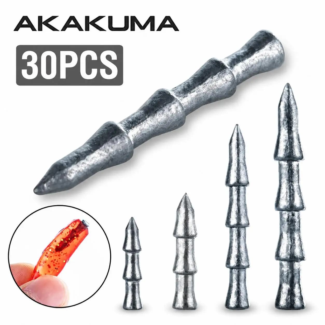 30Pcs Tungsten Nail Weights High Density Lead Free Insert Sinkers for Soft Plastic Worm Bait Neko Wacky Rig Fishing Tackle