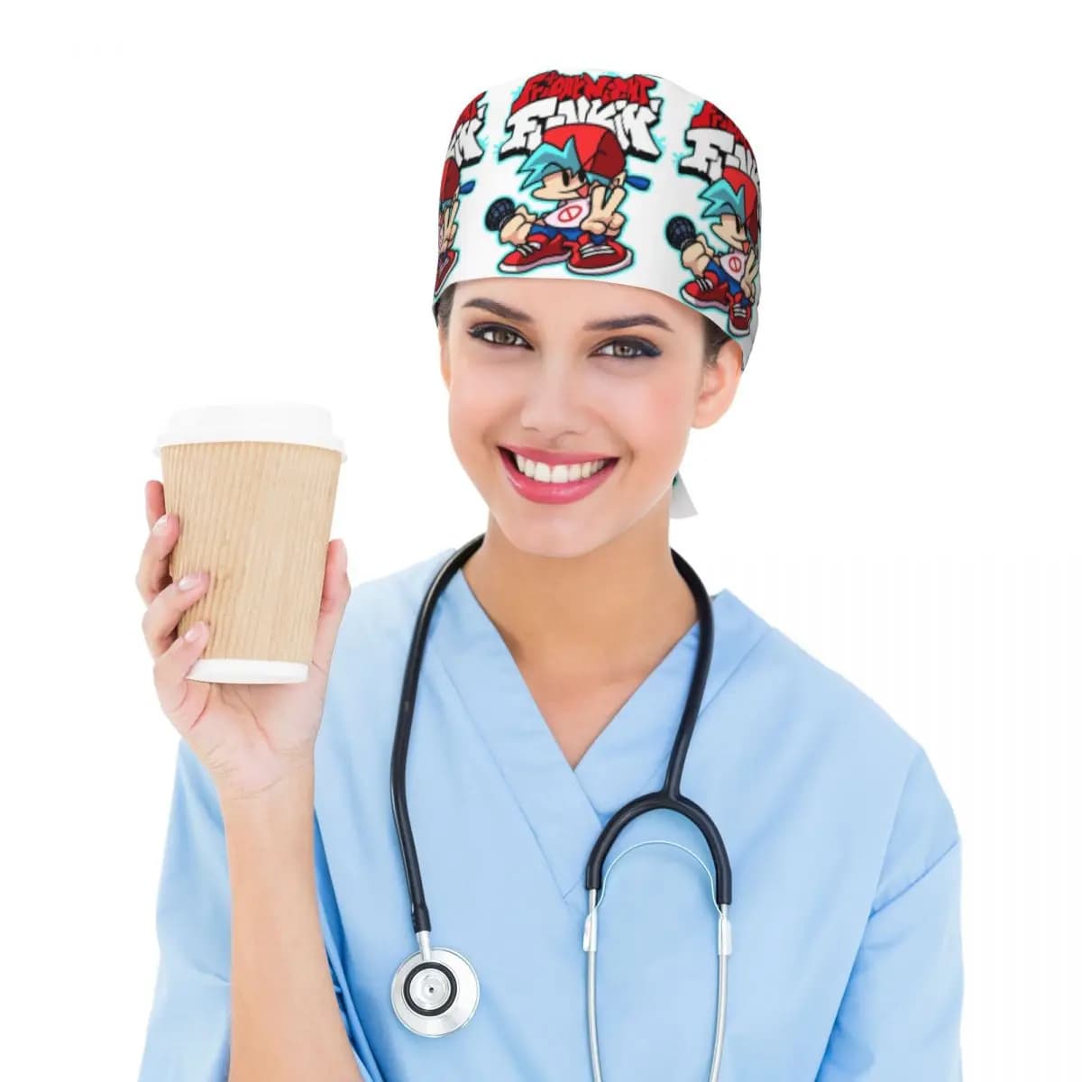 Friday Night Funkin Scrub Hat Doctor Working Surgical Cap Unisex Adjustable Nursing Caps for Dentist