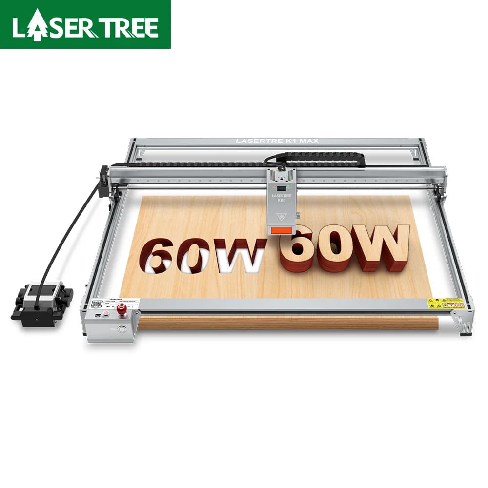 LASER TREE K1MAX Laser Engraver with 60 W Laser Module and Air Pump Honeycomb Panel Bee Trimming Machine for Engraving Working Area 80x60