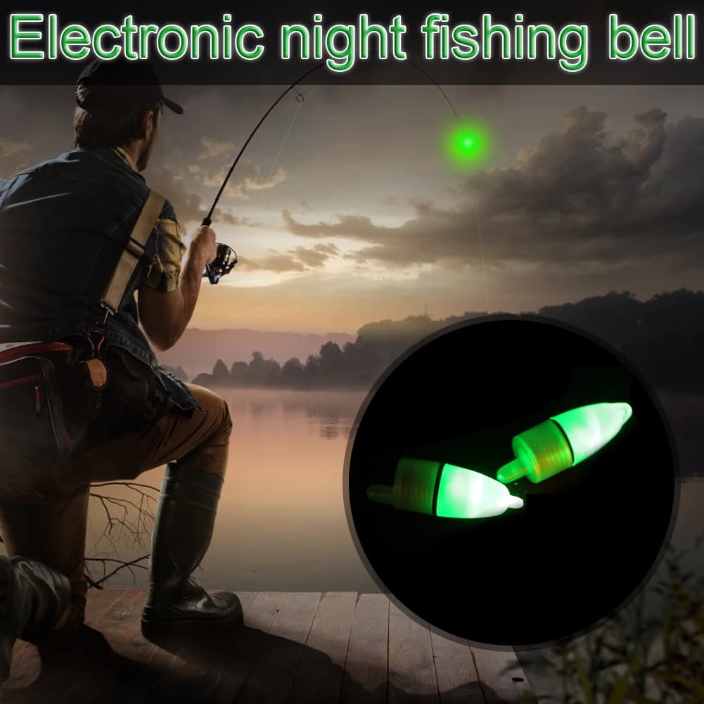 5-20 Pezzi Luci LED per Punta Canna da Pesca con Allarme Elettrico a Doppia Campana per Pesca Notturna
