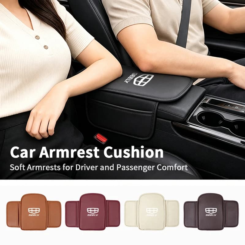 Leather Car Armrest Box Cushion Side Storage Pocket Protector Cover For Geely Atlas pro Tugella Emgrand ec7 Coolray Geometry c