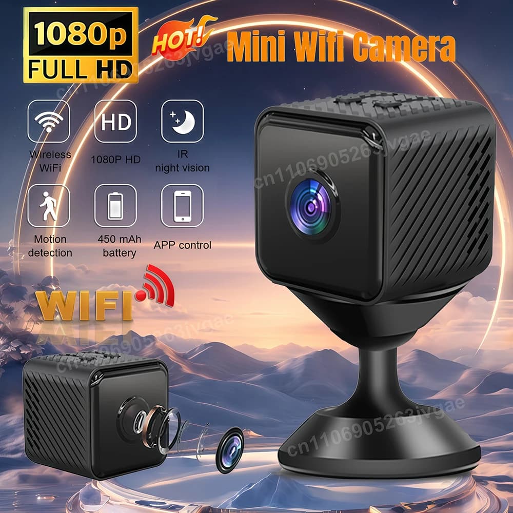 Mini Telecamera HD1080P con Forte Magnete, Wireless WiFi, Monitor per Bambini, Rilevamento Animali Domestici, Sicurezza Domestica, Visione Notturna