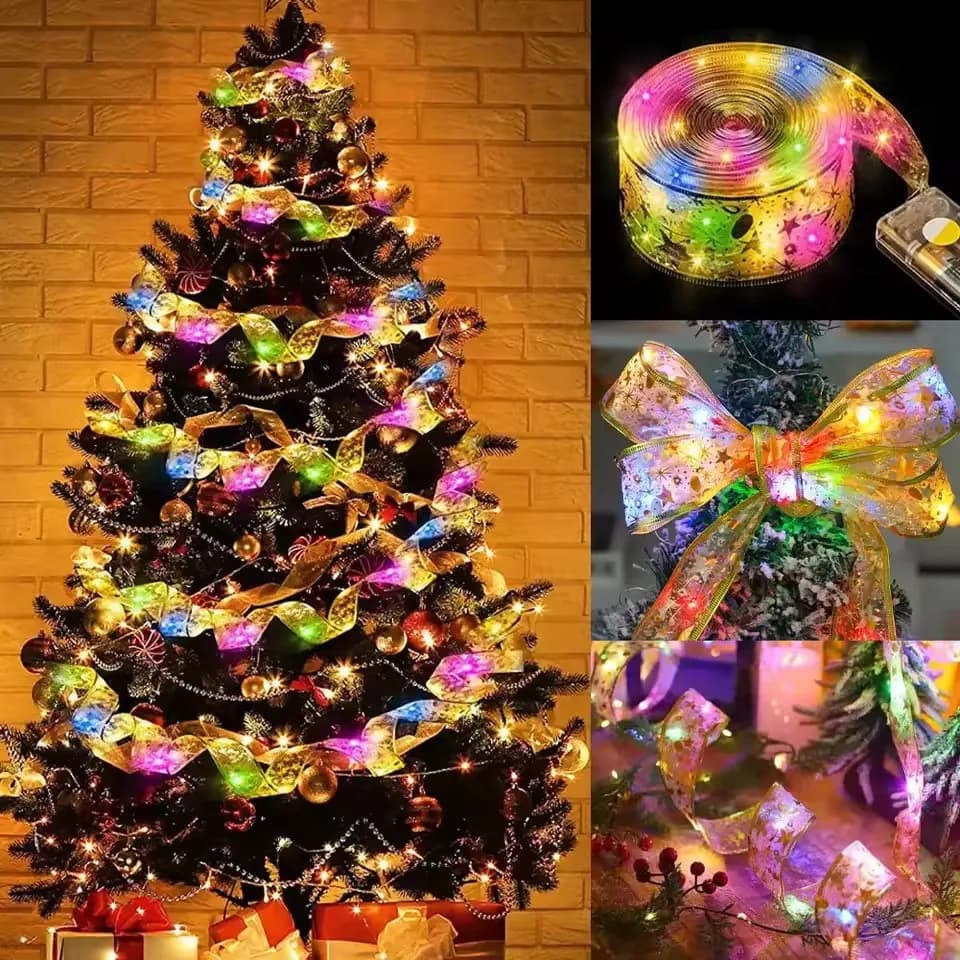 1-10M Nastro Di Natale Fata Luce Decorazione Per La Casa 2025 Archi FAI DA TE Luce Della Stringa Albero Ornamenti Decorazioni di Natale Capodanno 2026