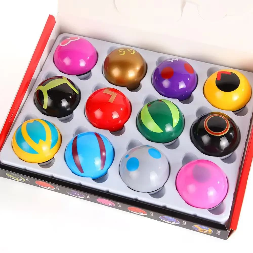 Set di 12 Figurine Pokémon con Poké Ball, Action Figure Anime Kawaii, Collezione Poke Ball, Regalo di Compleanno