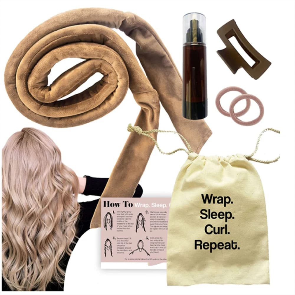 6 pieces set of hair bands with no heat curling rod, velvet hair curls during the night, wrapping for women with long hair, soft ribbon to curl