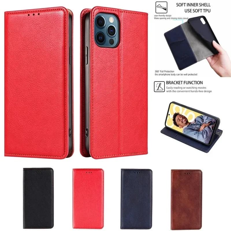 Leather phone case with magnetic vibration for iPhone 17 Pro Max 16 15 14 Plus 13 12 11 17 Air Wallet Card Cover Coque Fundas