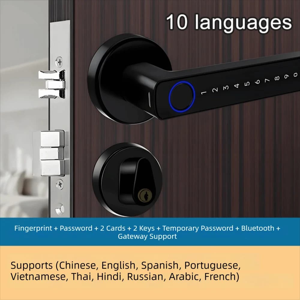 Remote Lock Smart Fingerprint Door Lock Bluetooth Password Electronic Digital Door Handles WiFi Gateway Smart