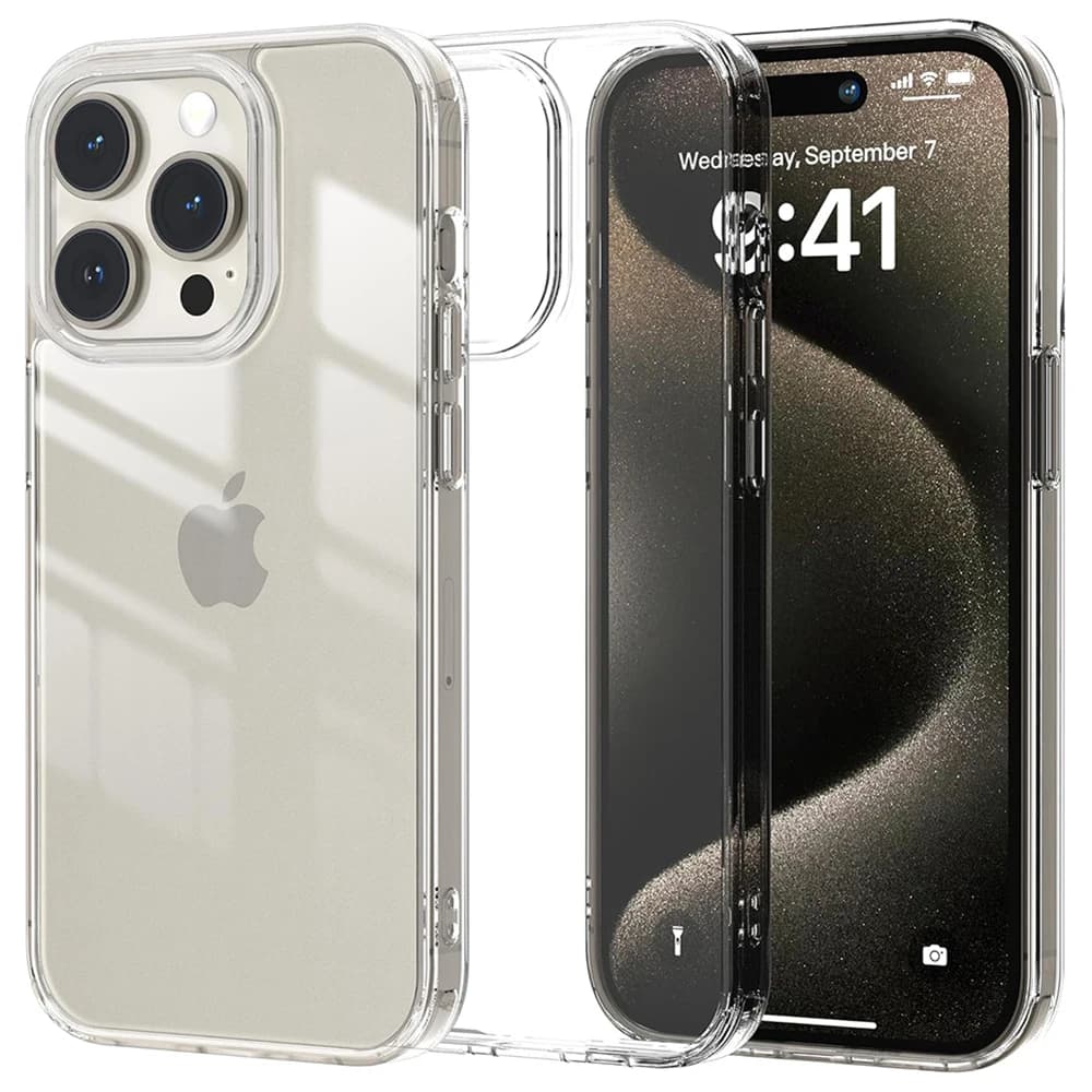 Custodia antiurto airbag acrilico ibrido per iPhone 16 15 14 13 12 11 Pro Max Plus Mini Cover posteriore rigida trasparente Custodia morbida in silicone