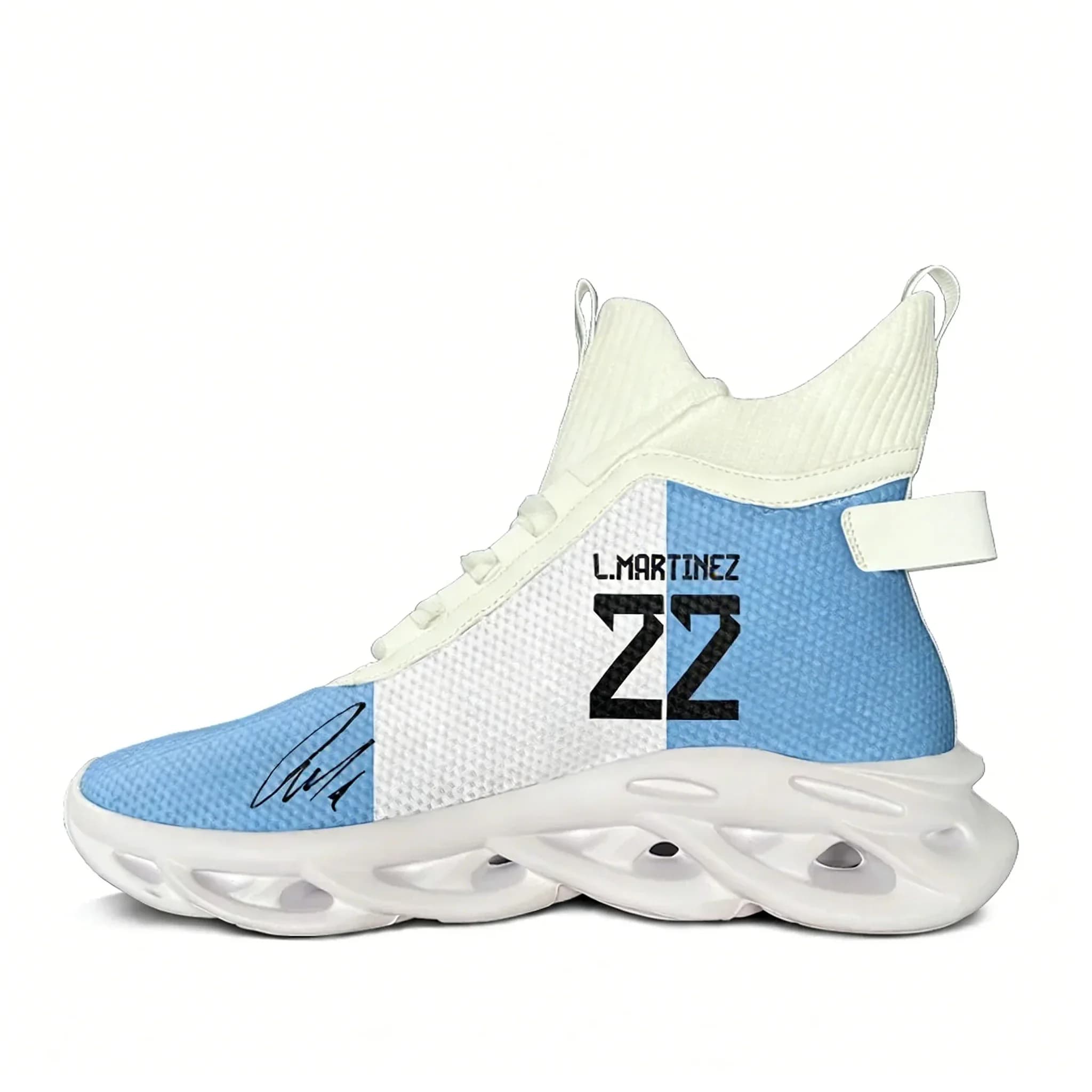 Scarpe da Corsa Lautaro No.10 High Top per Uomo e Donna, Sneaker Casual Personalizzate con Suola Elastica, Ispirate alla Stella del Calcio Argentina, Bianche