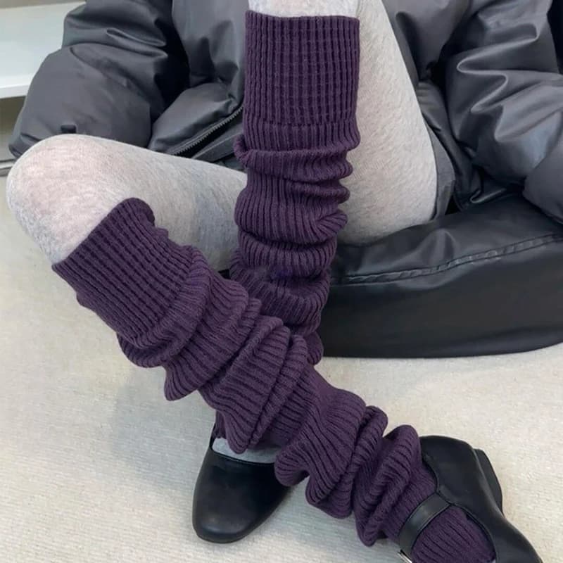 Over Knee Knitted Leg Warmers Women JK Ballet Style Cotton Pile Socks Winter Warm Long Tube Socks Fashion Y2K Leg Cover