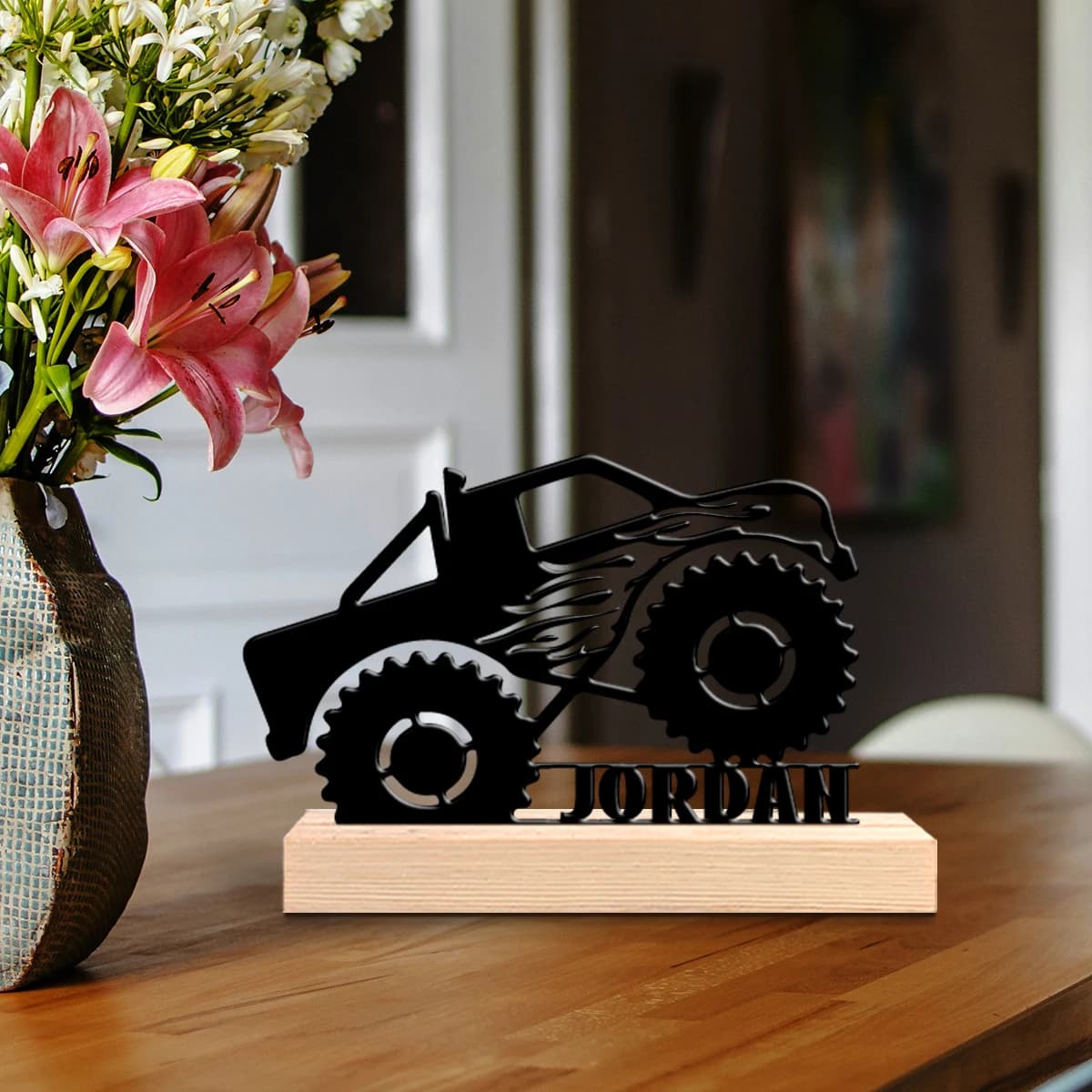 1pc Metal Desktop Decoration Custom Content Equipped with A Wooden Base Unique Desktop Decoration Custom Gifts