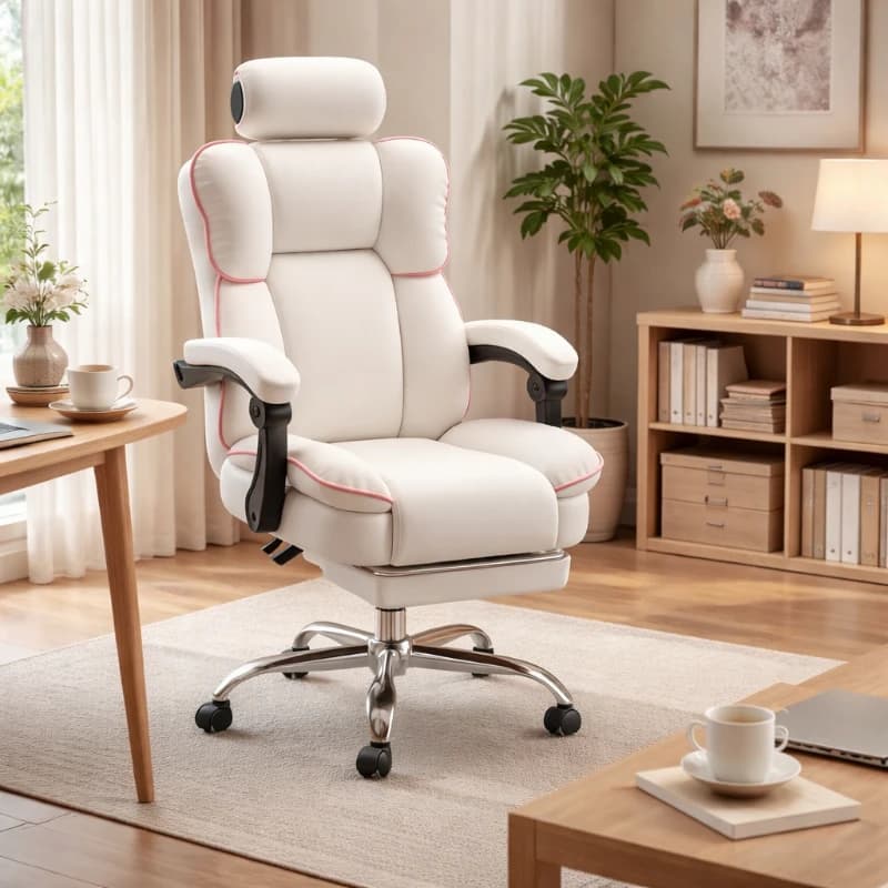 Sedia da Gaming con Cuscino in Lattice, Sedia da Ufficio Ergonomica Reclinabile con Supporto Lombare e Poggiatesta, Sedia da Computer in Pelle
