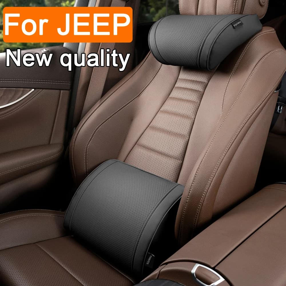 Poggiatesta per auto in morbida pelle cuscino per il collo dell'auto cuscino di supporto lombare per JEEP Renegade Patriot Compass Wrangler Grand JL JK
