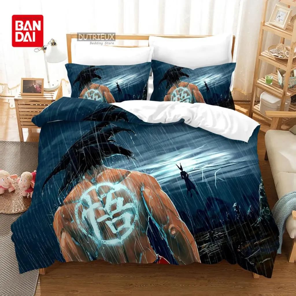 Set copripiumino Dragon Ball Goku, copripiumino stampato con personaggi anime giapponesi con federe, biancheria da letto morbida per ragazzi, bambini e adolescenti