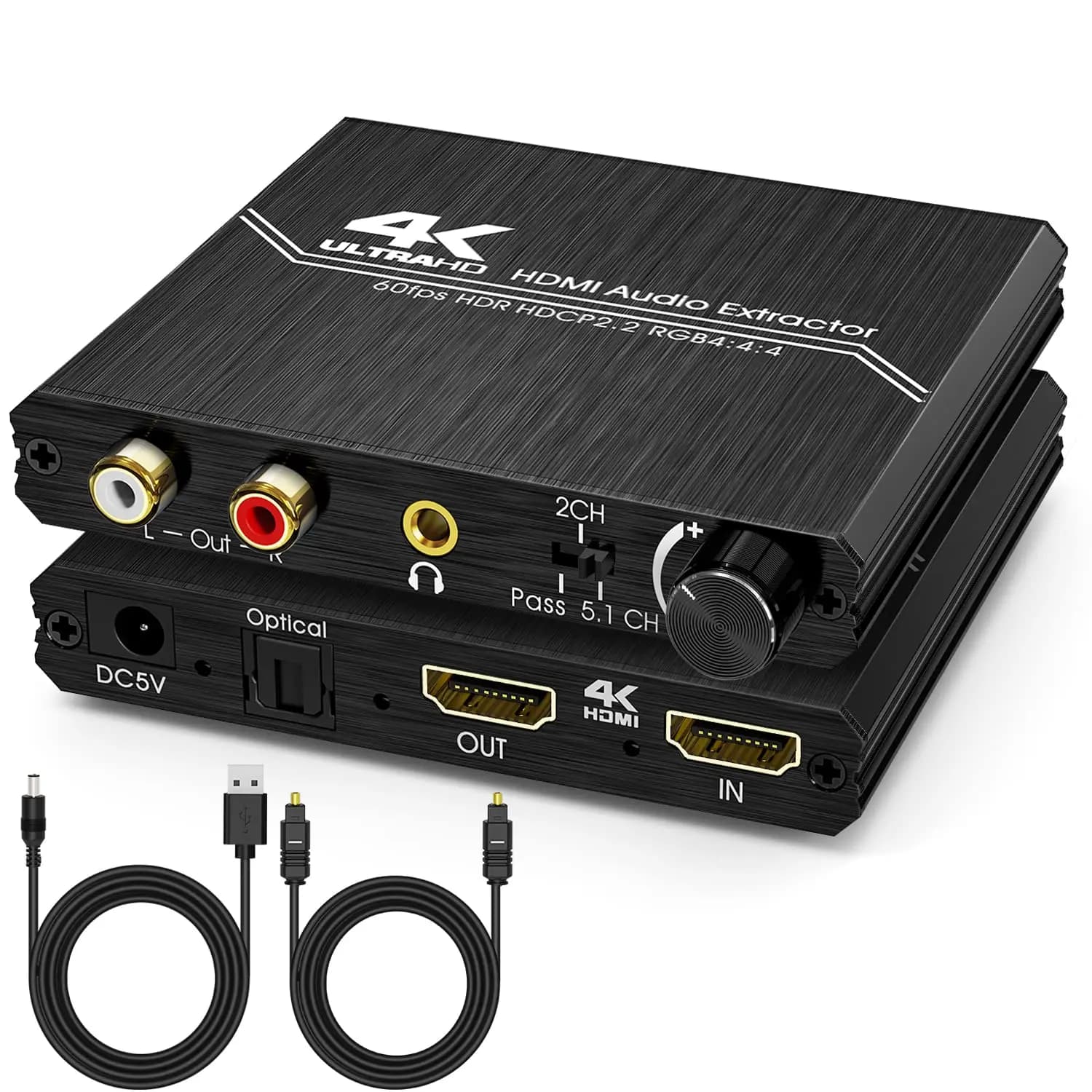 HDMI 4K HDR HDMI 2.0 audio extractor to optical SPDIF + 3.5 mm stereo + RCA L/R 4K support to 60 Hz HDCP 2.2 YUV 4:4:4