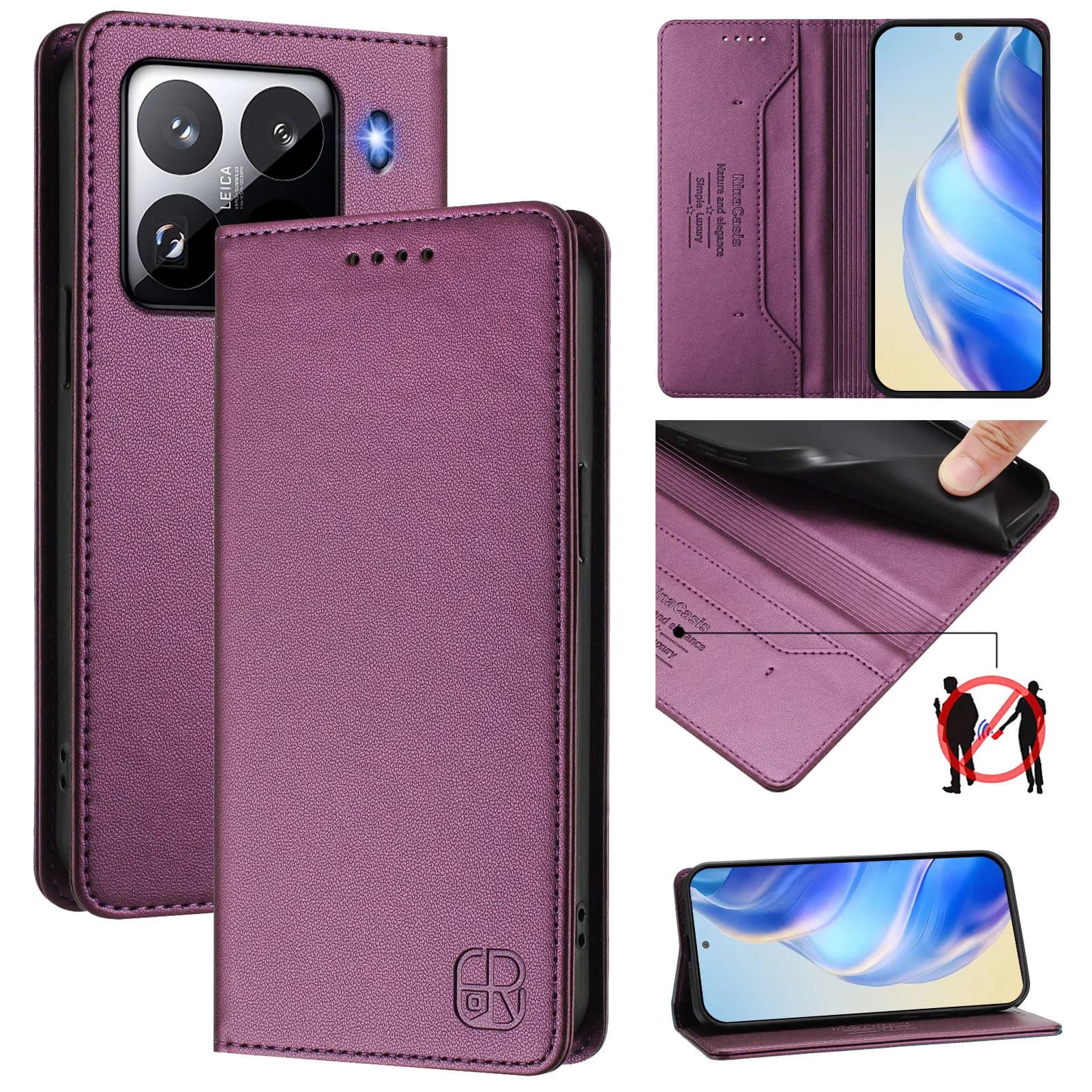 Custodia a Portafoglio in Pelle Magnetica Anti-RFID per Honor Play 10 X60 GT X50 Pro X50i X40 X30 con 2 Scomparti per Carte e Protezione Antigraffio