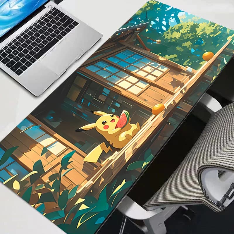 Tappetino per mouse P-pokemon P-pikachu di grandi dimensioni Tappetino per tastiera Tappetino per mouse per giocatori sul tavolo Tappetino per scrivania veloce Anime 900x400 Tappetini per mouse morbidi
