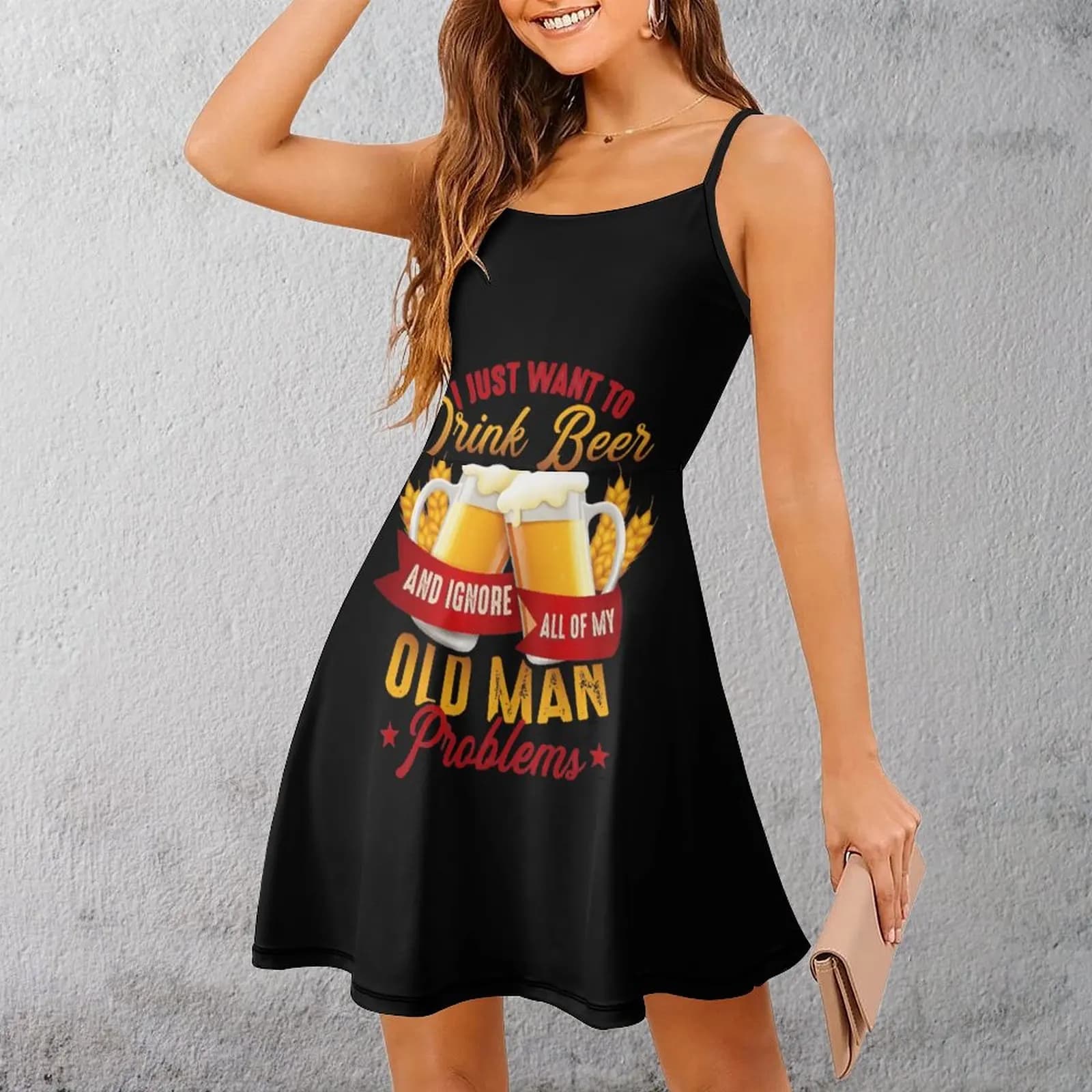 Tazze da birra esotiche e problemi di vecchio Abito da donna con grafica casual Abbigliamento da donna Abiti da vacanza per nerd