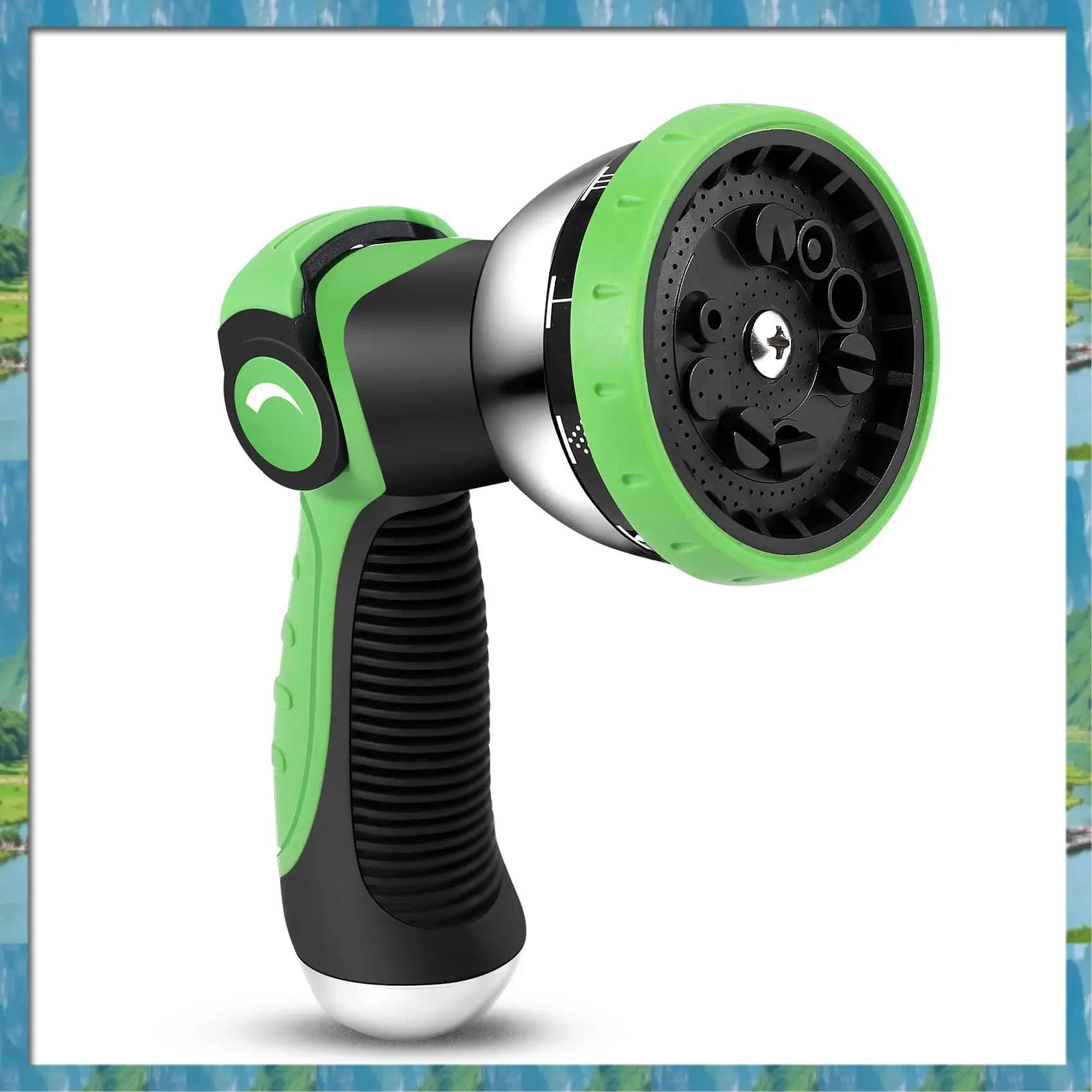 Mar.Garden Ugello per tubo flessibile Ugello spruzzatore Modelli di irrigazione in metallo Controllo pollice Valvola On Off Acqua Multifunzionale Verde