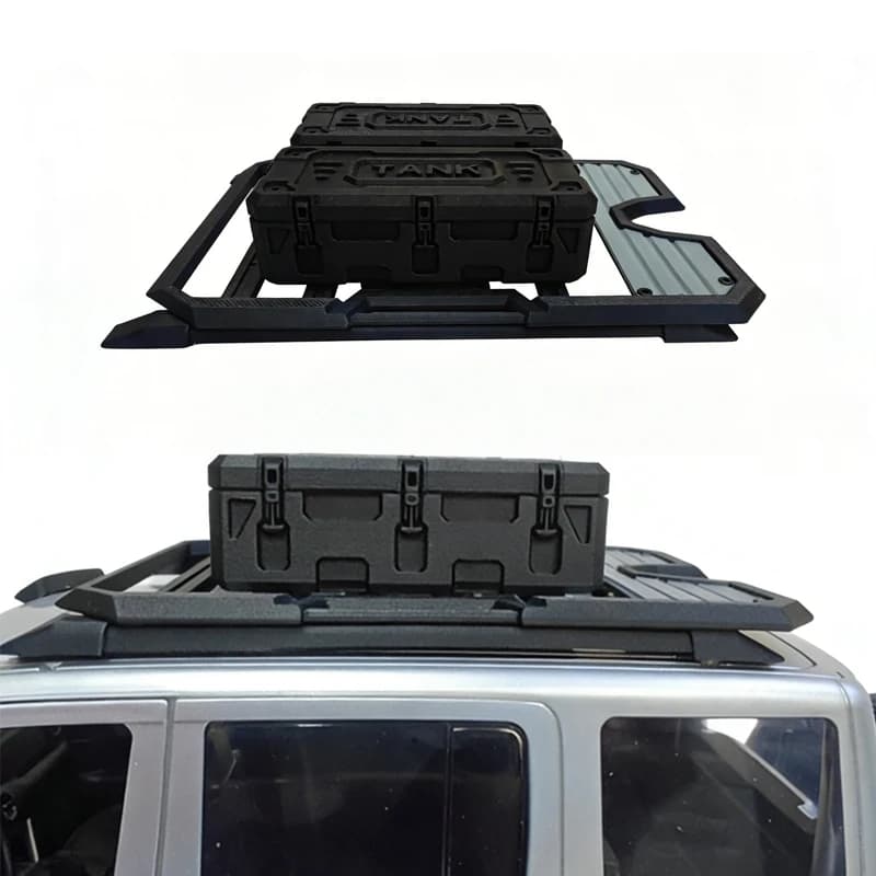 Set Portapacchi Simulato + Scatola Portaoggetti Stampato in 3D per Auto RC Crawler MN300 1/12 - Accessorio di Modifica e Decorazione per Tetto