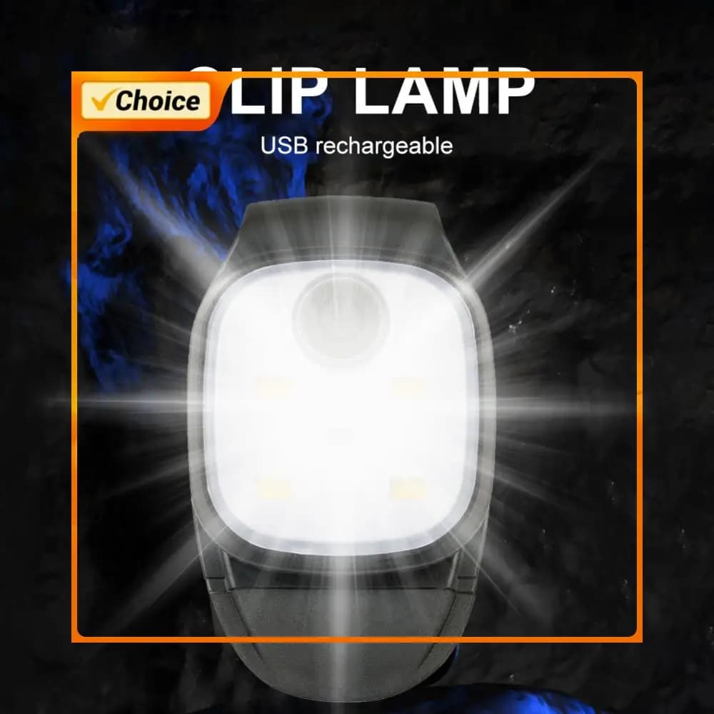 Clip Night Lamp 4 Lighting Modes Headlamp LED Safety Warning for Jogging Night Walking for Fishing Hiking USB Rechargeable