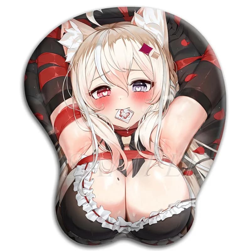 Orecchie di animali Anime Fox Cat Sexy seni Mouse Pad 3D Oppai Kawaii Gaming Mousepad con morbido Silicone poggiapolsi Gamer Mat