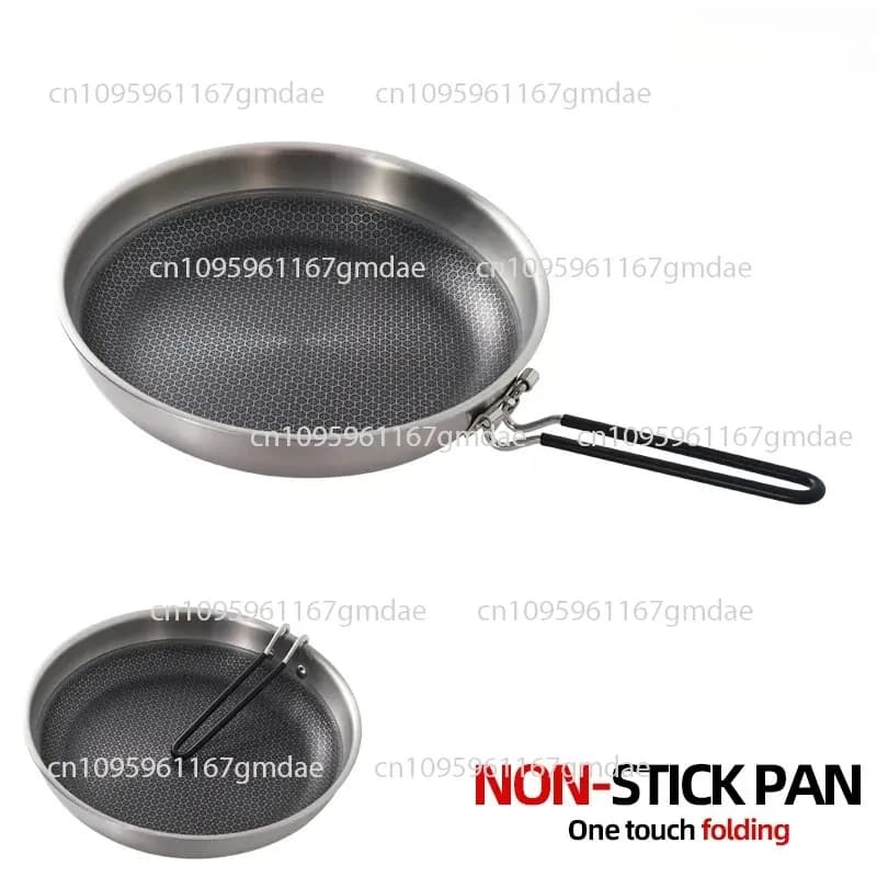 304 stainless steel honeycomb shading non-stick pan camping barbecue frying pan induction cooker gas stove folding