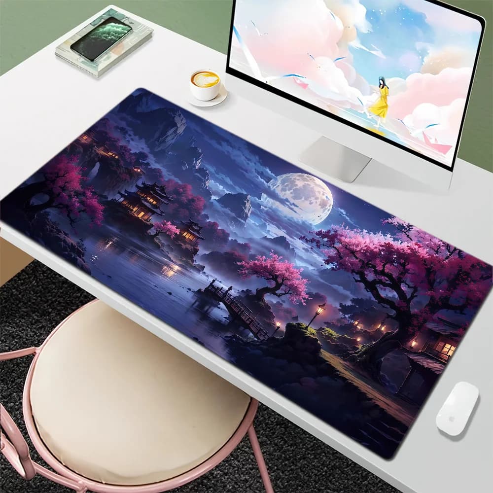 Cielo stellato Luna Giappone Onda Mouse Pad Tappetino da scrivania Grande tastiera antiscivolo anti-caduta Ufficio ergonomico Gomma PC Casa personalizzata
