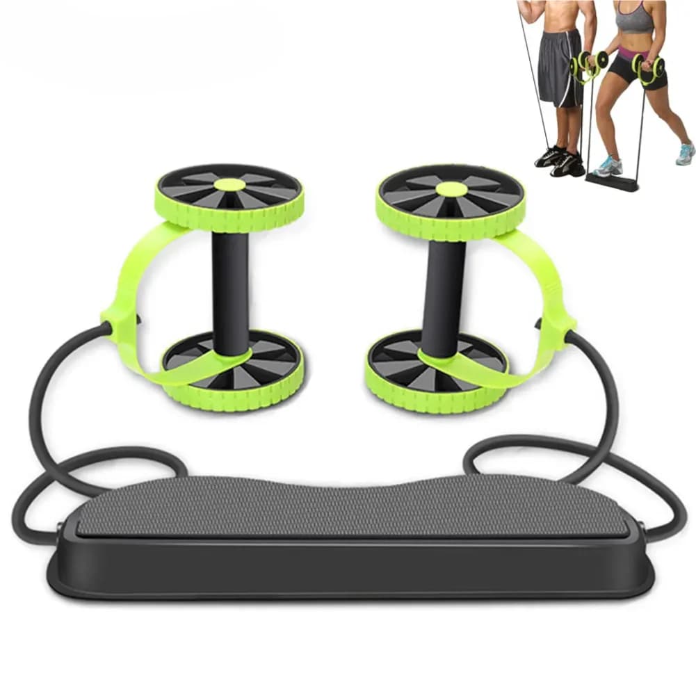 Abdominal Exercise Equipment Multifunctional Abdominal Wheel Double Roller With Resistance Bands Knee Mat Life Slimming Train Home Gym