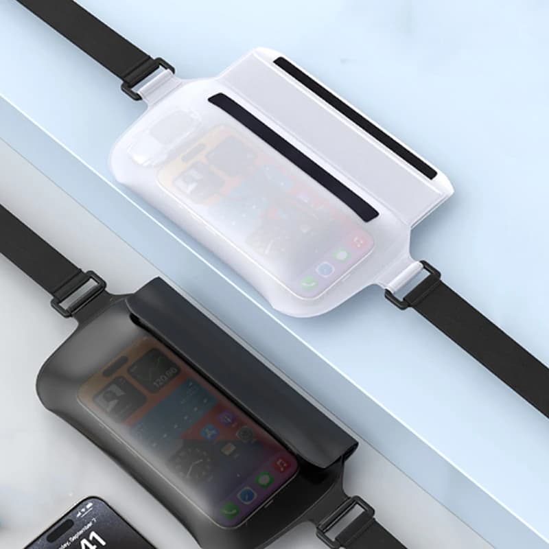 Waterproof Phone Belt Bag, Swimming Beach Equipment, Rafting and Snorkeling, Transparent Waterproof Camera Case with Touch Screen