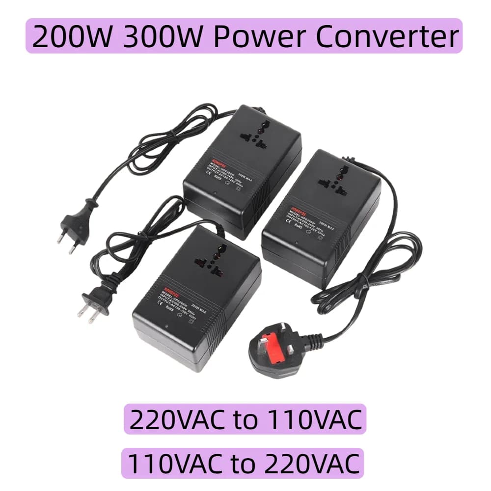 Trasformatore convertitore di tensione da 200 W 300 W Trasformatore step down da 110 V a 220 V Adattatore da viaggio da 220 V a 1100 V EU US UK Plug Inverter