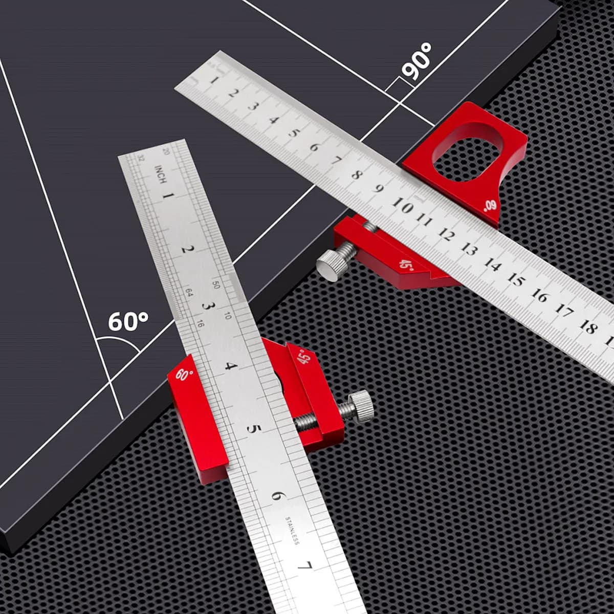 Righello in acciaio regolabile Combinazione di blocchi di posizionamento Angolo quadrato Marcatura Calibro Linea Scriber Righello Strumento di misurazione della posizione fissa