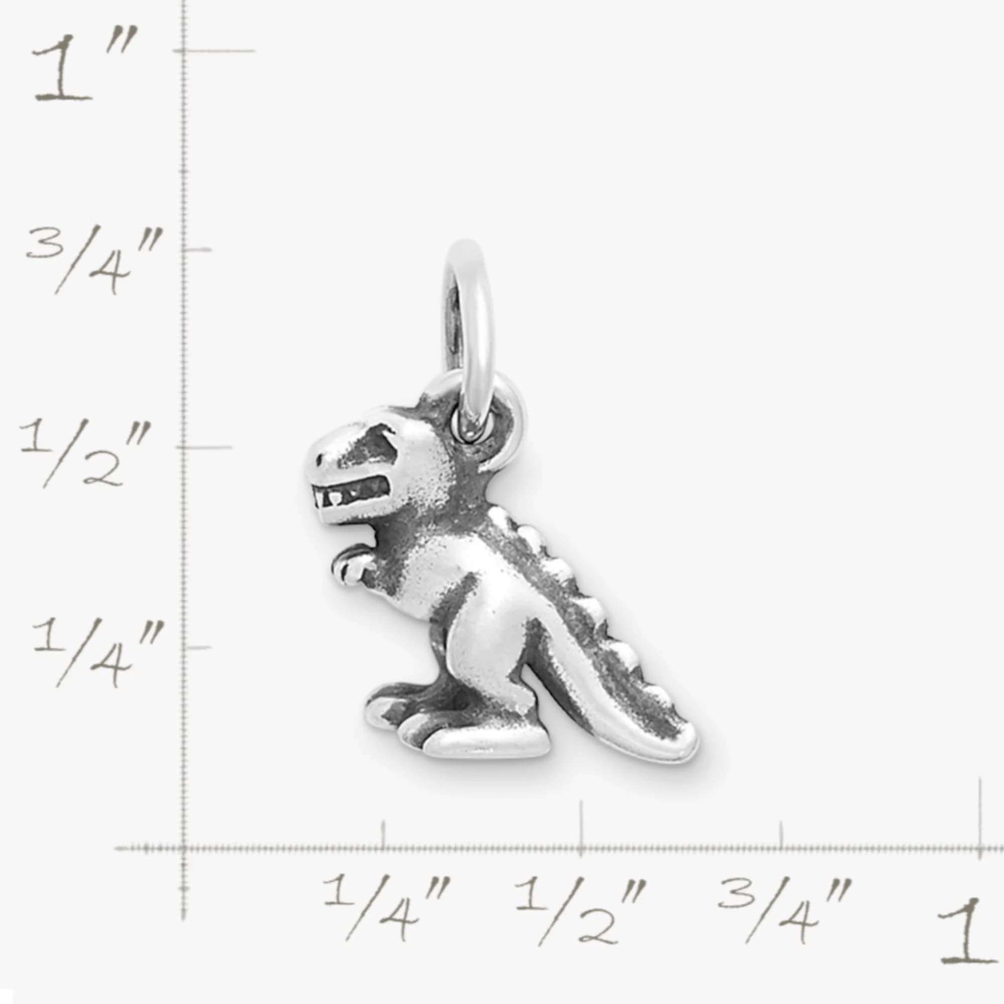 Ciondolo Dinosauro T-Rex 3D in Argento Sterling 925 | Ciondolo a Forma di Animale Carino per Bracciale e Collana | Regalo per gli amanti dei dinosauri e per i bambini