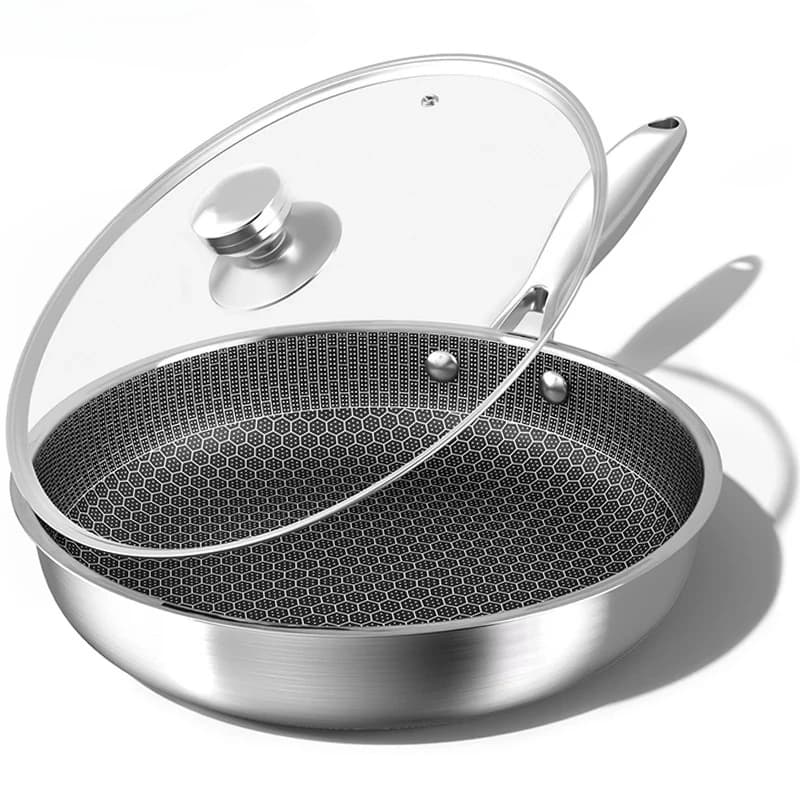 26/28 cm With glass lid Stainless steel pot Anti-stick for cooking pancake eggs for induction stove