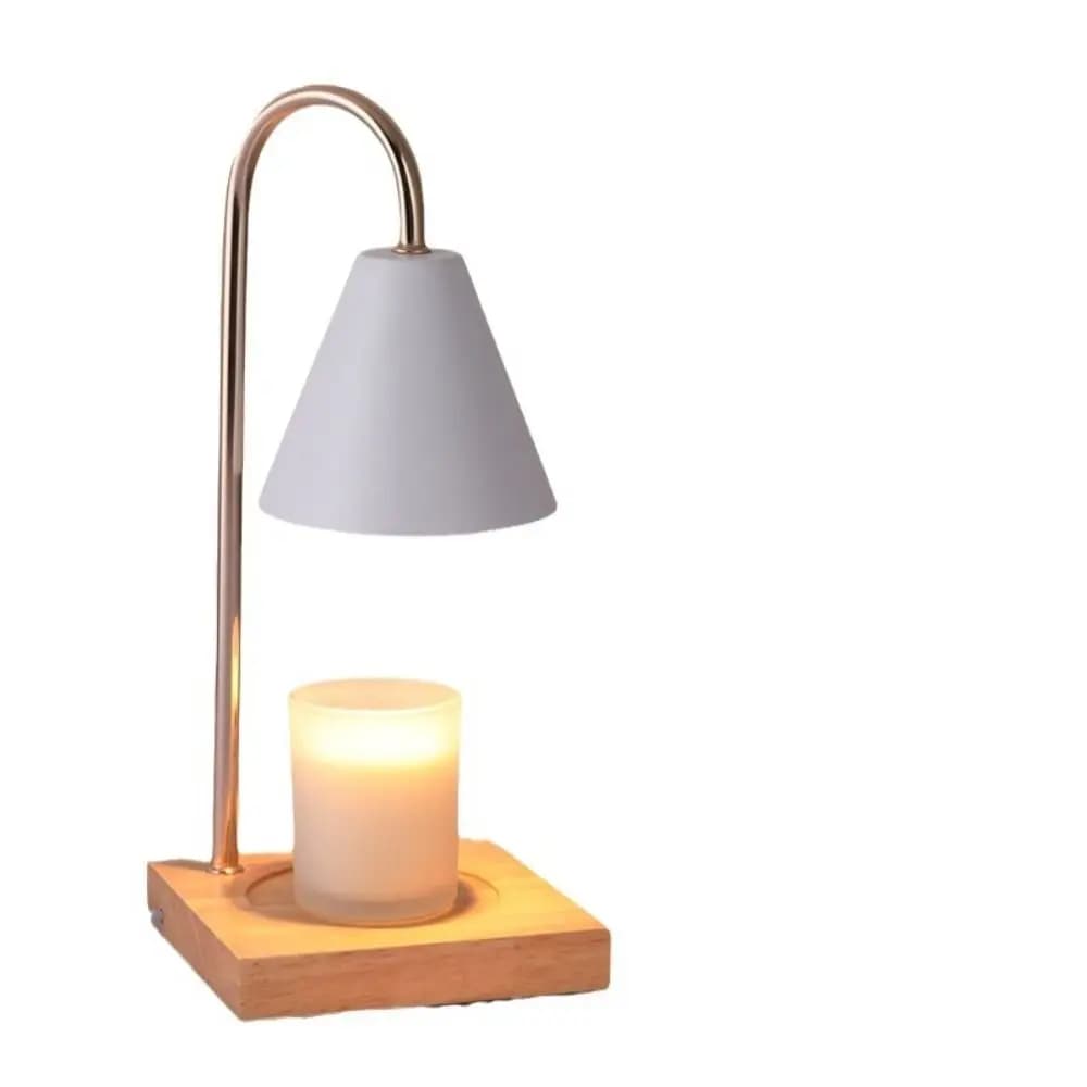 Lampada Scaldacera per Diffusore di Aromi, Lampada da Tavolo per Aromaterapia, Base in Legno Massello, Spina EU, Luce per Sciogliere la Cera